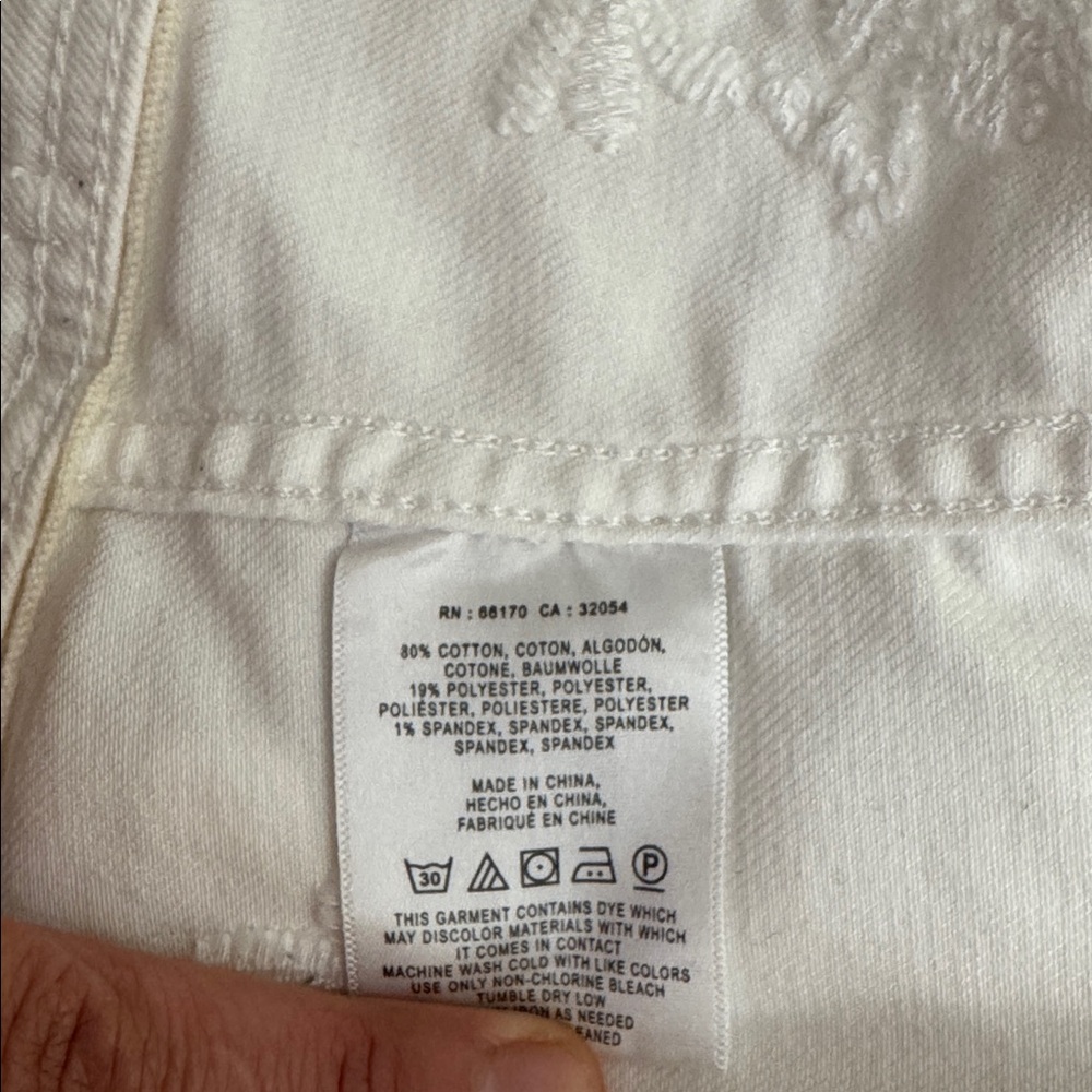 Pilcro and the Letterpress White Floral Embroidered Jean Jacket sz XL - Picture 10 of 11